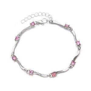 *JIYA* Silver x Pink Rhinestone Fashion Bracelet
